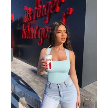 OQQ Women's 3 Piece Sexy Bodysuits in Chic Colors