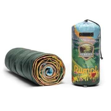 Rumpl Original Puffy Blanket - Warm Puffy Camping Blanket, 100% Recycled Polyester Insulation, Lightweight, Packable, Water-Resistant, Outdoor Puffer Blanket, 52"x75", Glacier National Park