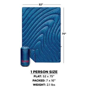 Rumpl Original Puffy Blanket - Warm Puffy Camping Blanket, 100% Recycled Polyester Insulation, Lightweight, Packable, Water-Resistant, Outdoor Puffer Blanket, 52"x75", Glacier National Park