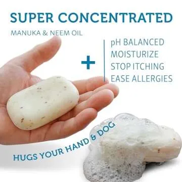 The Natural Dog Shampoo Bar Soap for Itchy Skin Relief - Twin Pack - Dog Soap for Sensitive Skin with Manuka and Neem Oil to Ease Allergies and Itching