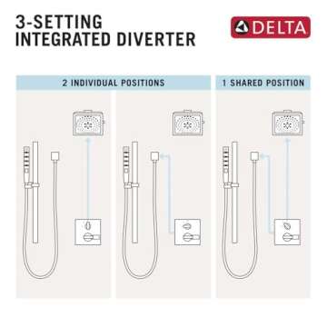 DELTA FAUCET T24876-BLLHP 14 Series Integrated Three Function Less Handle Shower Trim with Diverter,...