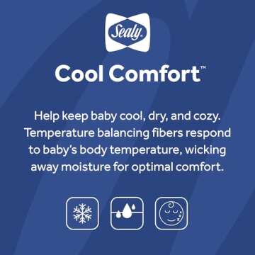Sealy Baby Cool Comfort Fitted Waterproof Infant Cooling Crib Mattress Protector Pad - 52” x 28”...