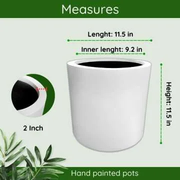 Elly Décor Cylindrical 11.5-inch Fiberstone Planter - Ideal for Indoor/Outdoor Plants