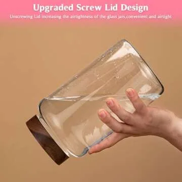 Patoper Large Glass Coffee Jars with Spoon,Round Storage Canister with Wooden Lid Clear Glass Food Jar for Pantry Sugar Tea Coffee Bean Spice Nuts Cookies Bath Salts (2300ml/77oz)