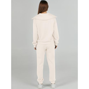 ANRABESS Women 2024 Fall Trendy Sweatsuit Set Half Zip Joggers