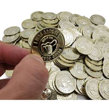 Zugar Land Double-Sided 3D I was Caught Being Good Plastic Metallic Gold Coins. (144 Pack)