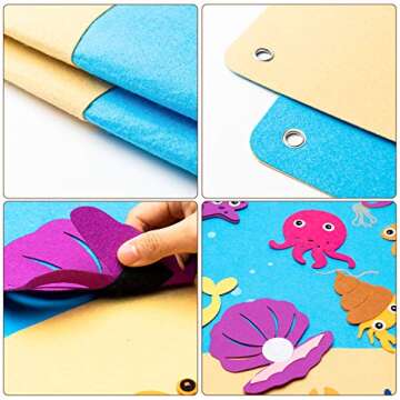 WATINC 45Pcs Under The Sea Teaching Felt Board Story Set 3.5 Ft Ocean Creatures Aquarium Storytellin...