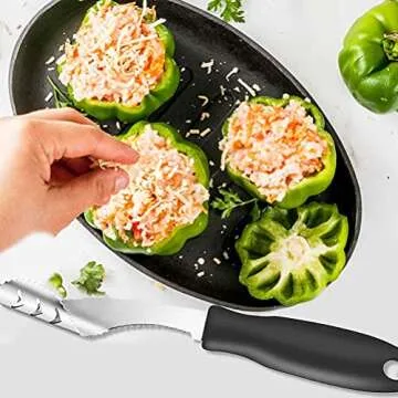 Jalapeno Corer Tool with Serrated Slice and Rubber Handle Easily Seed Remover or Slice off Vegetables tops for Efficient Cooking and Grilling
