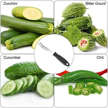 Jalapeno Corer Tool with Serrated Slice and Rubber Handle Easily Seed Remover or Slice off Vegetables tops for Efficient Cooking and Grilling
