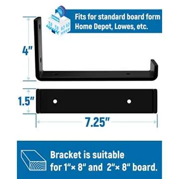 LEOPO 8 Inch Heavy Duty Shelf Bracket - Perfect for DIY Shelving Solutions - 6 Pack
