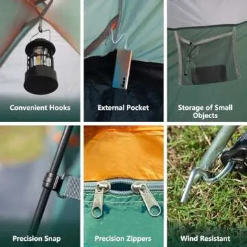 ASFANES 2 Person Waterproof Tents for Camping Easy Setup Outdoor Portable Backyard Camping Tents Suitable for Car Camping, Backpacking, Hiking, Picnic or Fishing, Army Green (Without Tent Guy Lines)