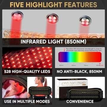 Multifunction Infrared Red Light Therapy for Body and Face, Near-Infrared 850 Red Light Therapy, Cordless, Waist, Legs and Other Parts, Adjustable in Three Levels from 10-30min