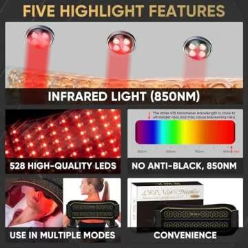 Multifunction Infrared Red Light Therapy for Body and Face, Near-Infrared 850 Red Light Therapy, Cordless, Waist, Legs and Other Parts, Adjustable in Three Levels from 10-30min