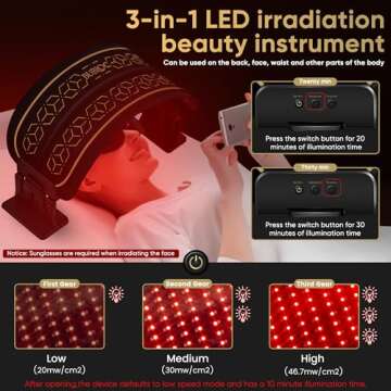 Multifunction Infrared Red Light Therapy for Body and Face, Near-Infrared 850 Red Light Therapy, Cordless, Waist, Legs and Other Parts, Adjustable in Three Levels from 10-30min
