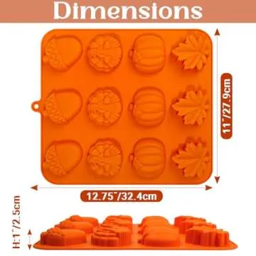 Kamehame Fall Silicone Mold Halloween Thanksgiving Fall Theme Silicone Mold, Maple Leaf Acorn Pumpkin Turkey Shape Cake Pan for Cupcake Resin Candle Soap