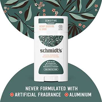 Schmidt's Aluminum Free Natural Deodorant for Women and Men, Hemp Seed Oil and Sage for Sensitive Skin with 24 Hour Odor Protection, Certified Cruelty Free, Vegan Deodorant, 3.25 oz,vetiver,sage,WHITE