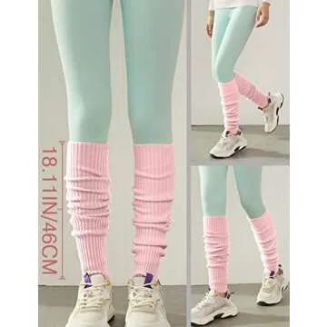 v28 Women Juniors 80s Eighty's Ribbed Leg Warmers for Party Sports (Pink)