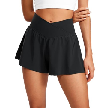 CRZ YOGA Women's Butterfly Shorts: Flowy, High-Waisted & Pocketed for Active Lifestyles