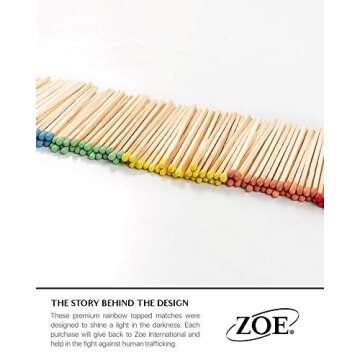 Benevolence LA Decorative Wooden Matches in Glass Jar with Striker | 4 Inches Colored Safety Long Match for Lighting Candles | Apothecary Home & Bathroom Decor - Rainbow