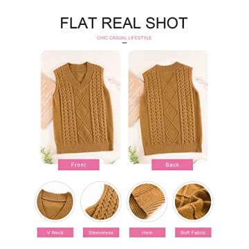 EVALESS Womens Plus Size Yellow Sweater Vest V Neck Sleeveless Fall Spring 2025 Sweaters for Women Cable Knit Solid Color Tops Loose Casual Soft Sweater Large