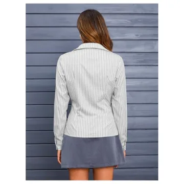 Stylish MakeMeChic Striped Button Down Shirt for Women