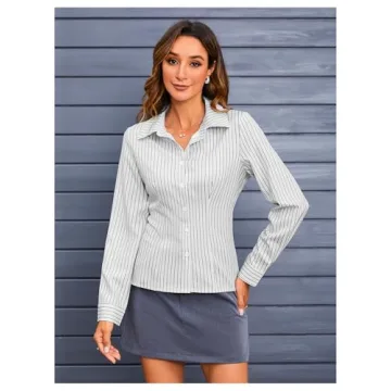 Stylish MakeMeChic Striped Button Down Shirt for Women