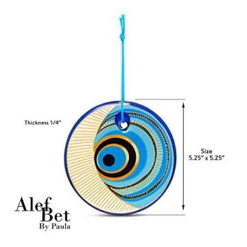 Blue Evil Eye Wall Hanging Ornament Sun and Moon Amulet for Home - Gift Boxed Housewarming, Hostess