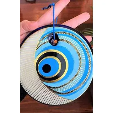 Blue Evil Eye Wall Hanging Ornament Sun and Moon Amulet for Home - Gift Boxed Housewarming, Hostess