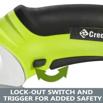 Creddux Cordless Electric Scissors, 4.2V Cardboard Cutter Tool for Cardboard Carpet Leather Packages Plastic with Rechargeable Battery Green