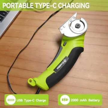 Creddux Cordless Electric Scissors, 4.2V Cardboard Cutter Tool for Cardboard Carpet Leather Packages Plastic with Rechargeable Battery Green