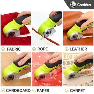 Creddux Cordless Electric Scissors, 4.2V Cardboard Cutter Tool for Cardboard Carpet Leather Packages Plastic with Rechargeable Battery Green