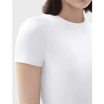 PUMIEY Bodysuits for Women Short Sleeve Body Suit Womens Fashion Tops Splashed White X-Small