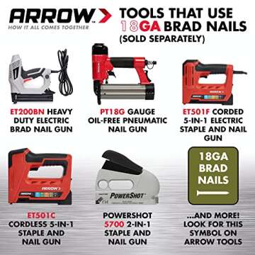 Arrow 18-Gauge Brad Nails for Projects and Repairs