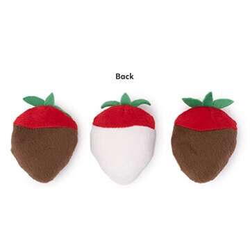ZippyPaws Multi-Pack - Dog Squeaky Toys to Keep Them Busy, Funny Food Plush for Small & Medium Dogs, Cute Stuffed Puppy Toy, Pet Products, Dog Gift for Valentine's Day - Chocolate Covered Strawberries