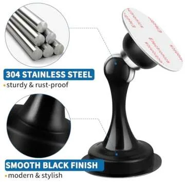 6 Pack Magnetic Door Stops, Black Door Stoppers Magnetic Door Catch Holders Stainless Steel Doorstops Wall Protector with Double-Sided Adhesive Tape No Drilling Door Holder to Keep Door Open