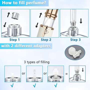 Qavhun Refillable Travel Perfume Atomizer Bottle - 5ml Luxury Pocket Perfume Dispenser Pump, Travel Perfume Atomiser, Cologne Dispenser, Portable Size Sprayer Bottle for Traveling (White)