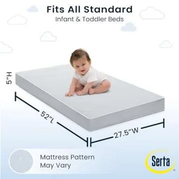 Serta Perfect Start Dual Sided Baby Crib Mattress & Toddler Mattress - Waterproof - 6" Premium Sustainably Sourced Fiber Core - GREENGUARD Gold Certified – 7 Year Warranty - Made in USA