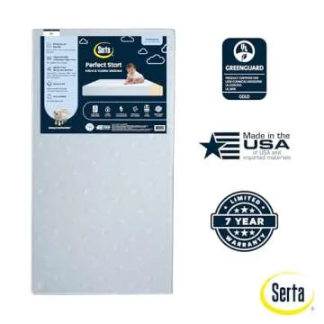 Serta Perfect Start Dual Sided Baby Crib Mattress & Toddler Mattress - Waterproof - 6" Premium Sustainably Sourced Fiber Core - GREENGUARD Gold Certified – 7 Year Warranty - Made in USA