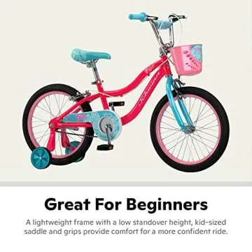 Schwinn Koen & Elm BMX Style Toddler and Kids Bike, For Girls and Boys, 18-Inch Wheels, With Training Wheels, Chain Guard, and Front Basket, Recommended Height 42-52 Inch, Pink
