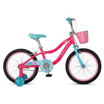 Schwinn Koen & Elm BMX Style Toddler and Kids Bike, For Girls and Boys, 18-Inch Wheels, With Training Wheels, Chain Guard, and Front Basket, Recommended Height 42-52 Inch, Pink