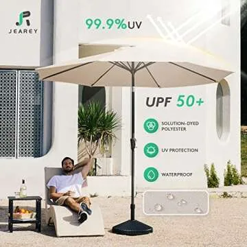 JEAREY 9FT Outdoor Patio Umbrella with Adjustable Tilt