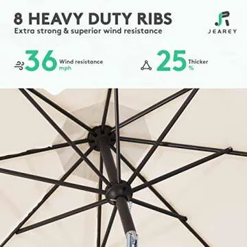 JEAREY 9FT Outdoor Patio Umbrella with Adjustable Tilt