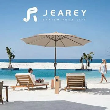 JEAREY 9FT Outdoor Patio Umbrella with Adjustable Tilt