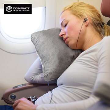 Compact Travel Pillow Made with Shredded Memory Foam and Super Soft Fleece Fabric for Ultimate Comfo...