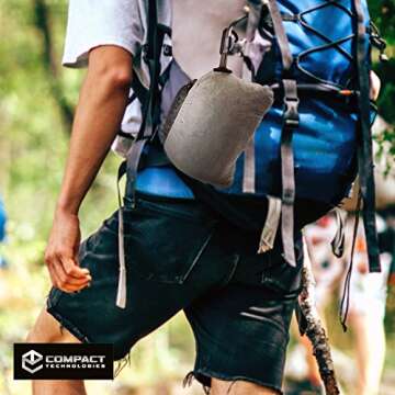 Compact Travel Pillow Made with Shredded Memory Foam and Super Soft Fleece Fabric for Ultimate Comfort in Travel. Patented Design Rolls and Compacts Small for Travel. (Grey)