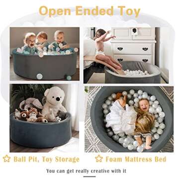 little dove Kiddie Ball Pit Pool Playpen - Indoor Playpen Premium Handmade Kiddie Balls Pool - Grey