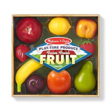 Melissa & Doug Playtime Produce Fruits Play Food Set With Crate (9 pcs)