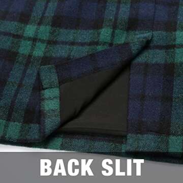 Green Plaid Skirt for Women Green Skirt Women Fall Winter Dresses Bodycon Midi Knee Length Pencil Skirts with Slit, Green, L