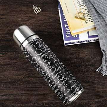 ALAZA Chemical Molecula Formula Double Wall Water Bottle Vacuum Insulated Thermos Flask Genuine Leather Wrapped 17 Oz