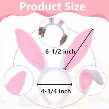 TopTie Easter Bunny Ears Headband for Adults & Kids, Plush Rabbit Hair Hoop Cosplay Costume